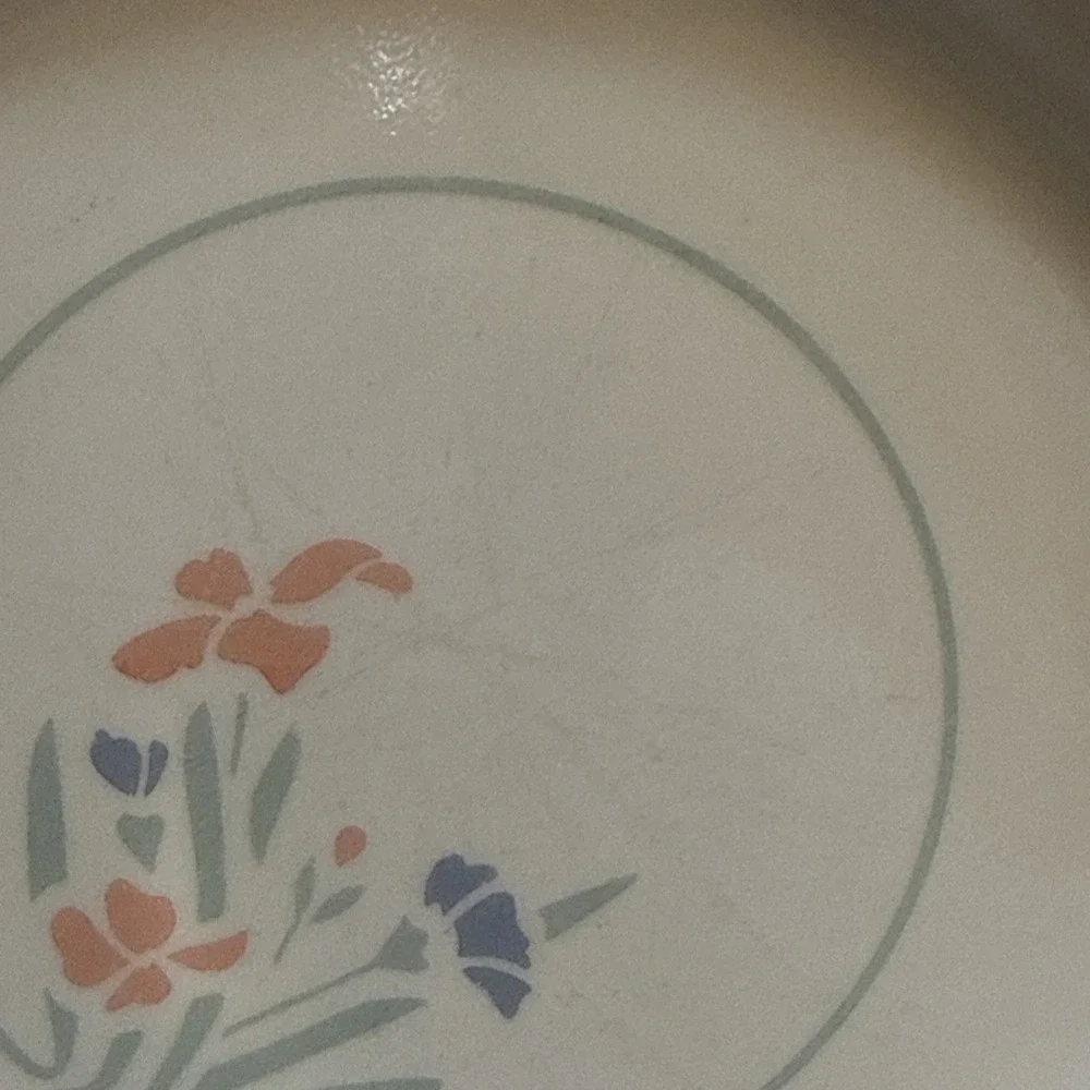 Corelle By Corning Stencil Garden Salad Plates Lot‎ Of 2 Floral Dinnerware Round